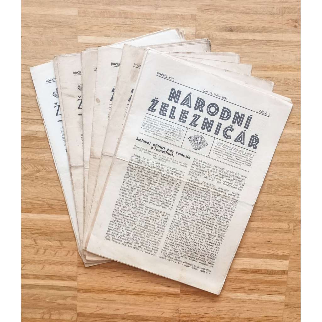Národní železničář, ročník XIII., čísla 1-20 a 22-34/1937 (staré noviny, 1. republika) - [železnice, lokomotiva, doprava] není kompletní