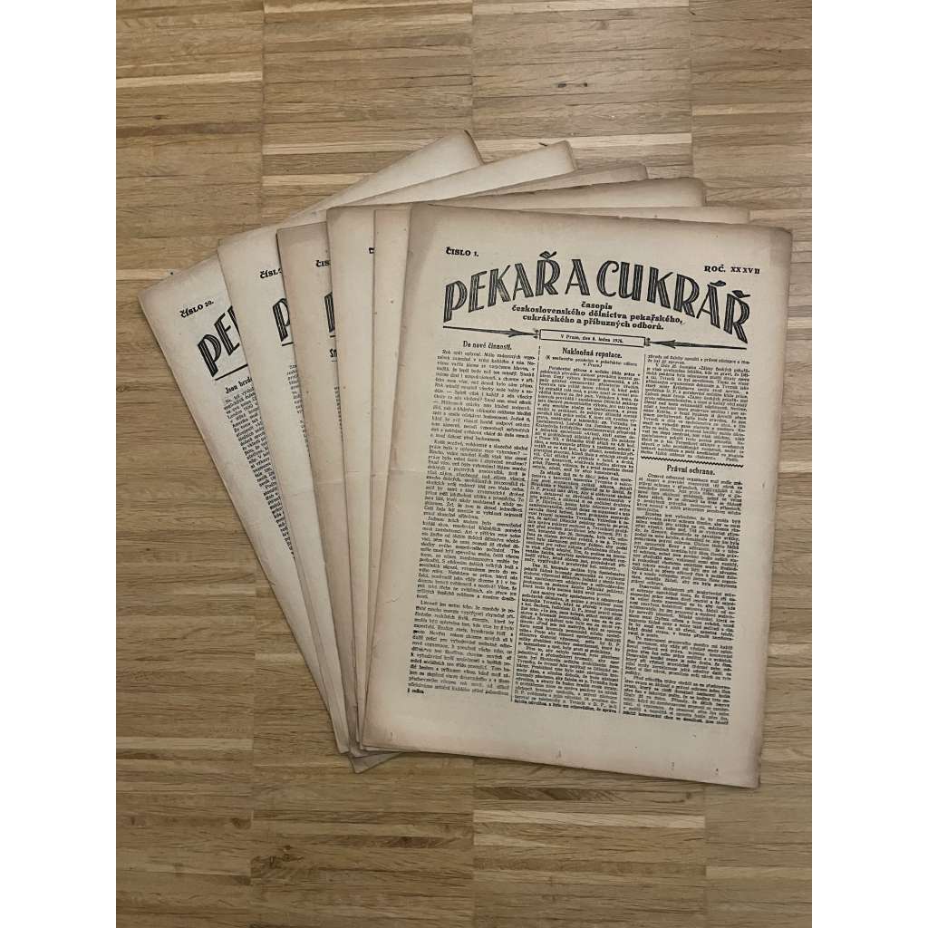 Pekař a cukrář, ročník XXXVII., číslo 1-11 a 15-26/1926. Časopis československého dělnictva pekařského, cukrářského a příbuzných odborů (noviny) - kompletní ročník