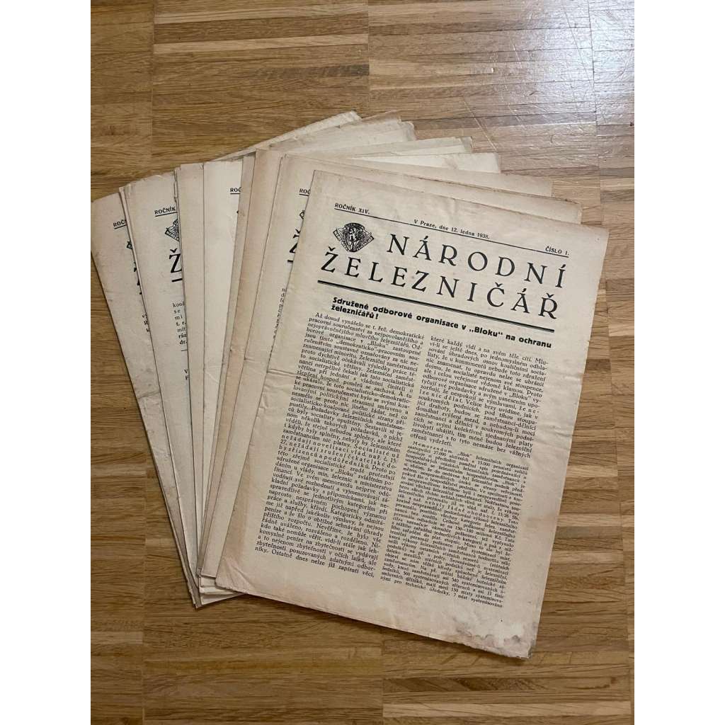 Národní železničář, ročník XIV., čísla 1-6, 13, 14 a 17-24/1938 (staré noviny, 1. republika) - [železnice, lokomotiva, doprava] není kompletní