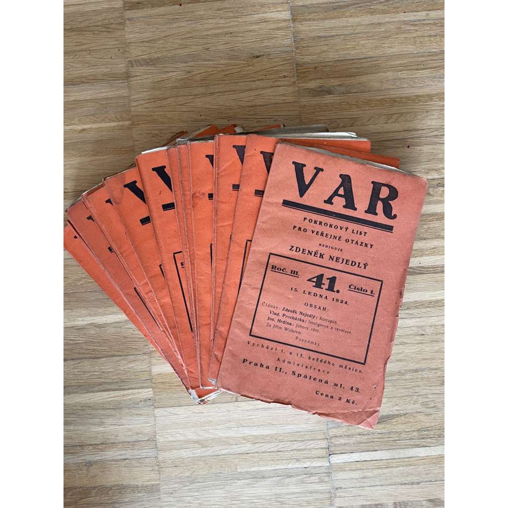 VAR, ročník IV., čísla 41 (1) -60 (20) /1924. Pokrokový list pro veřejné otázky
