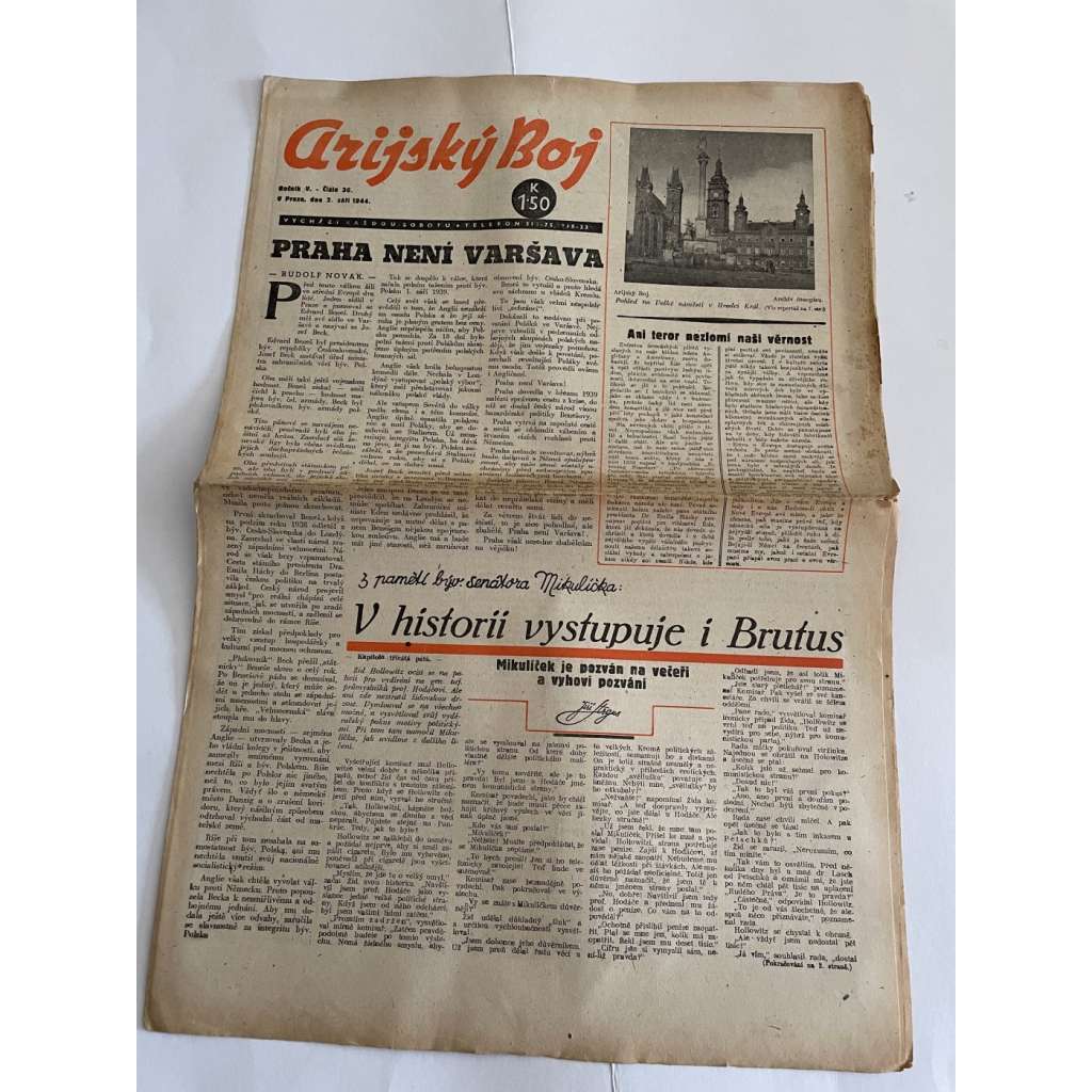 Arijský boj, ročník V., číslo 36/1944 - Ústřední list protižidovské ligy [časopis kolaborantů, nacismus, antisemitismus, protižidovské, Židé]
