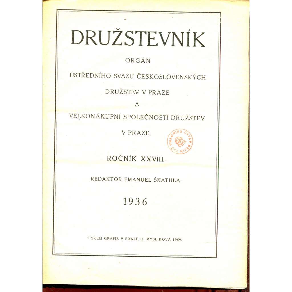 Družstevník, ročník XVIII./1936 (družstvo, družstva)