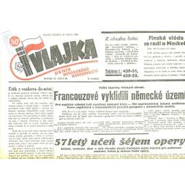 Vlajka, ročník IX., číslo 99/1939. Deník nového národovectví (noviny, kolaborace, Protektorát)
