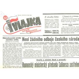 Vlajka, ročník IX., číslo 79/1939. Deník nového národovectví (noviny, kolaborace, Protektorát)