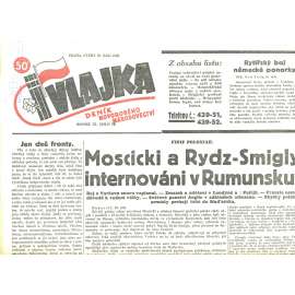 Vlajka, ročník IX., číslo 76/1939. Deník nového národovectví (noviny, kolaborace, Protektorát)