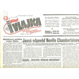 Vlajka, ročník IX., číslo 74/1939. Deník nového národovectví (noviny, kolaborace, Protektorát)