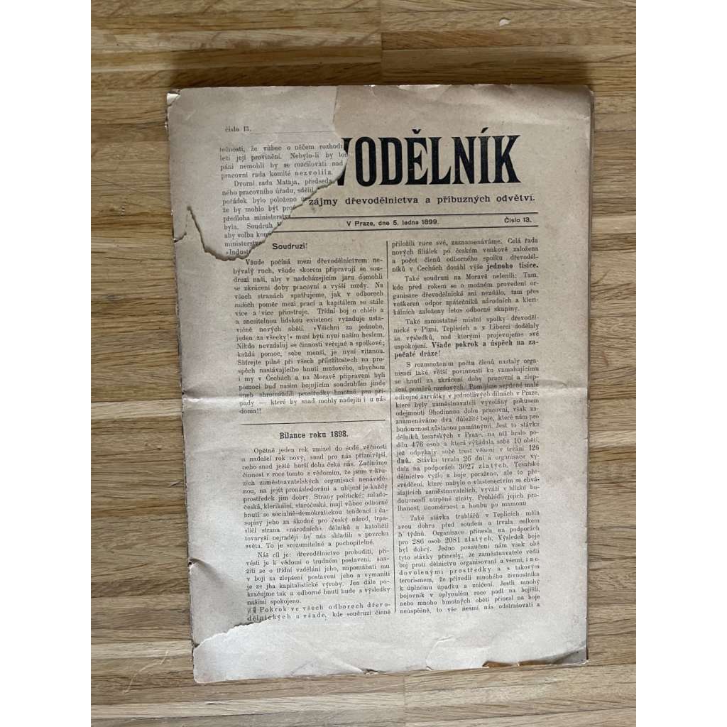 Kovodělník, ročník IV., číslo 13-24/1899 (staré noviny, odbory, levicová literatura) Časopis hájící zájmy dřevodělnictva a příbuzných odvětví