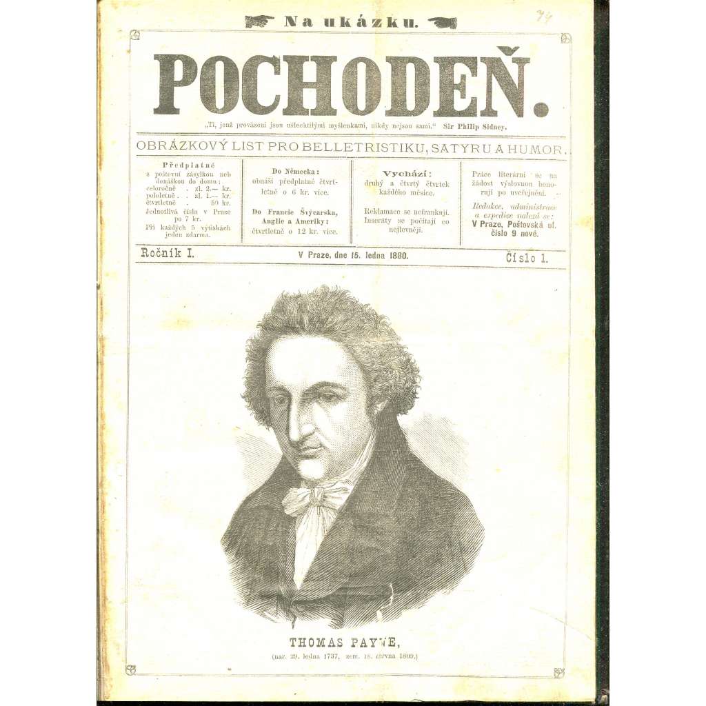 Pochodeň, ročník I., číslo 1.-18/1880. Obrázkový list pro belletristiku, satyru a humor (časopis)