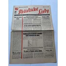 Fašistické listy, ročník VI., číslo 24/1936. Oficielní list Národní obce fašistické (noviny, pravicová literatura, 1. republika)