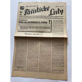 Fašistické listy, ročník V., číslo 12/1935. Oficielní list Národní obce fašistické (noviny, pravicová literatura, 1. republika)