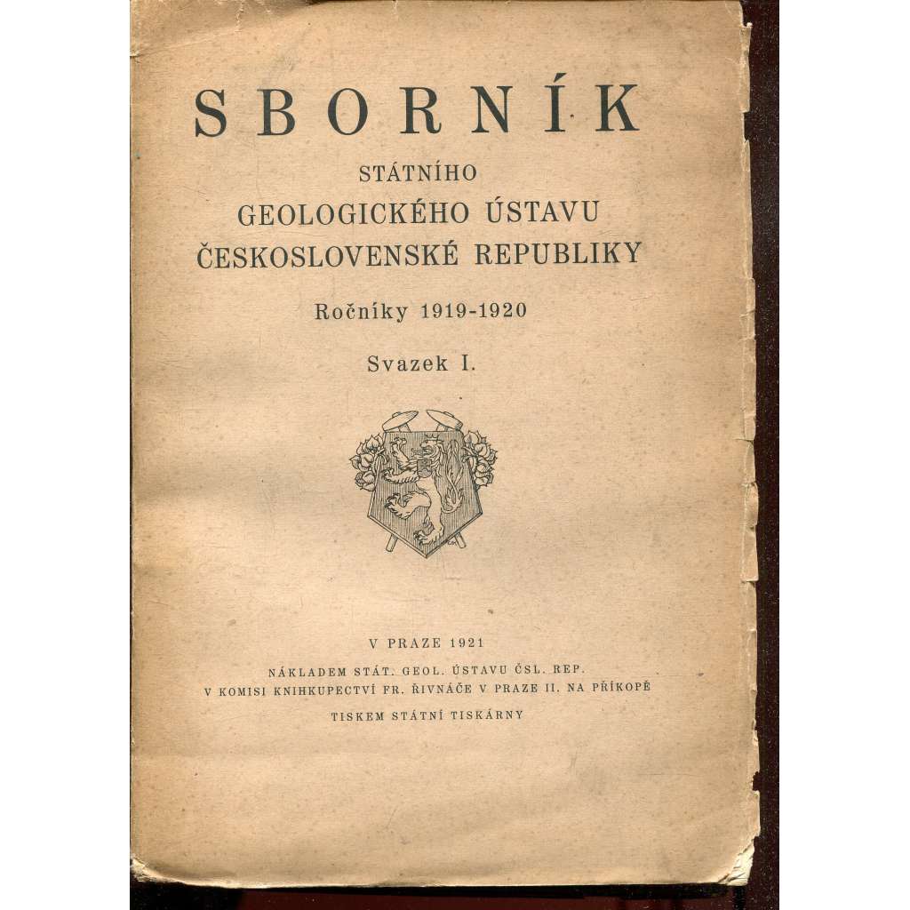 Sborník Státního geologického ústavu Československé republiky,  ročníky 1919-1920, svazek I.