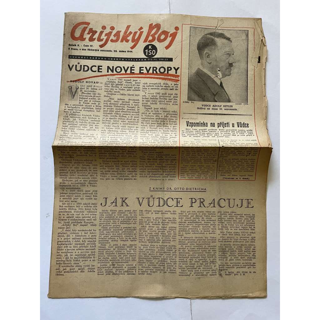 Arijský boj, ročník V., číslo 17/1944 - Ústřední list protižidovské ligy [časopis kolaborantů, nacismus, antisemitismus, protižidovské, Židé]