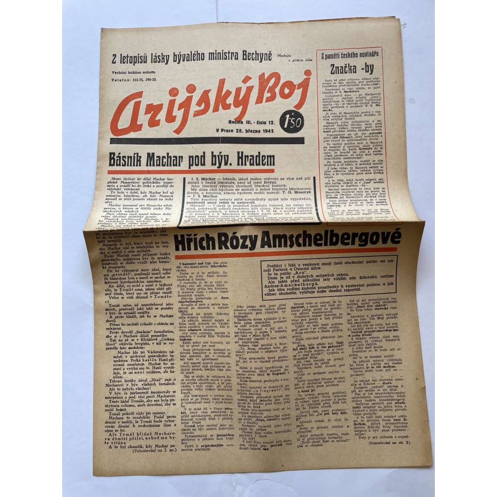 Arijský boj, ročník III., číslo 12/1942 - Ústřední list protižidovské ligy [časopis kolaborantů, nacismus, antisemitismus, protižidovské, Židé]