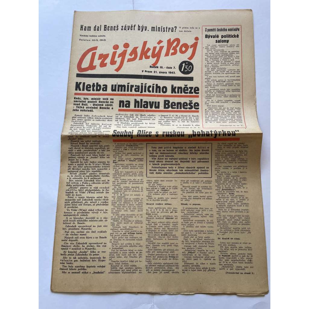 Arijský boj, ročník III., číslo 7/1942 - Ústřední list protižidovské ligy [časopis kolaborantů, nacismus, antisemitismus, protižidovské, Židé]
