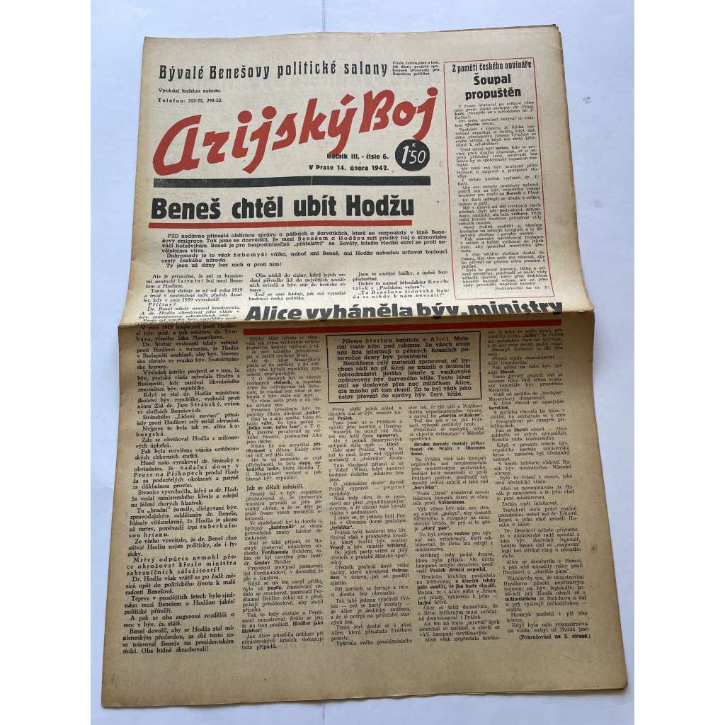 Arijský boj, ročník III., číslo 6/1942 - Ústřední list protižidovské ligy [časopis kolaborantů, nacismus, antisemitismus, protižidovské, Židé]