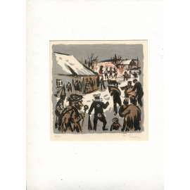 Masopust, litografie (František Emler)