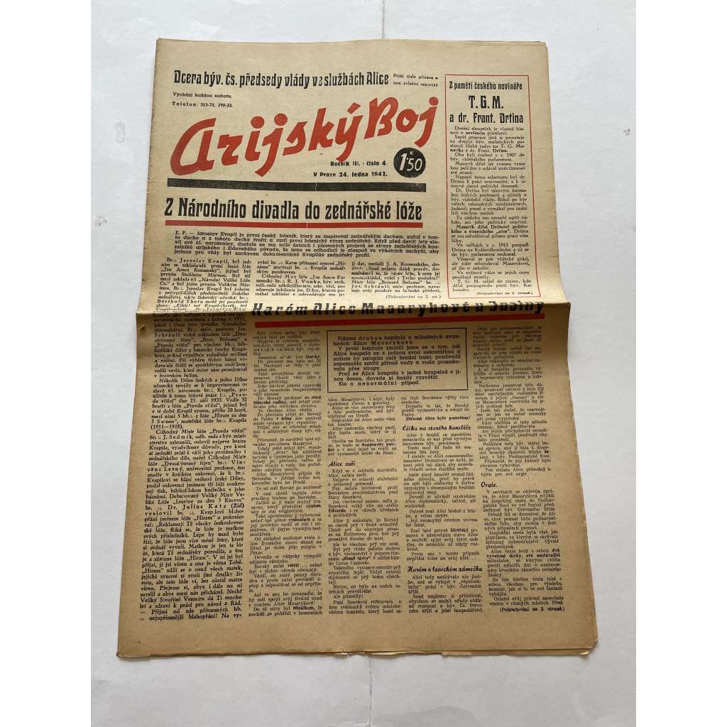 Arijský boj, ročník III., číslo 4/1942 - Ústřední list protižidovské ligy [časopis kolaborantů, nacismus, antisemitismus, protižidovské, Židé]