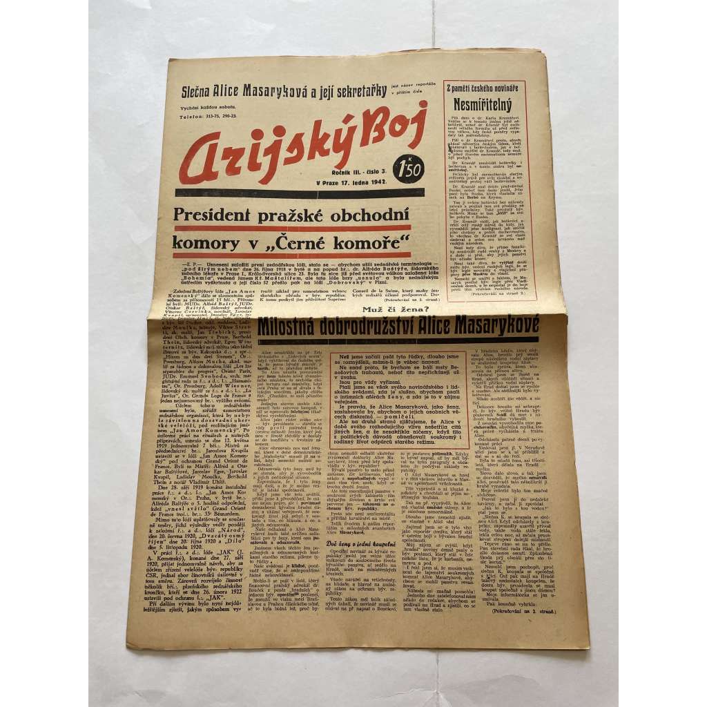 Arijský boj, ročník III., číslo 3/1942 - Ústřední list protižidovské ligy [časopis kolaborantů, nacismus, antisemitismus, protižidovské, Židé]
