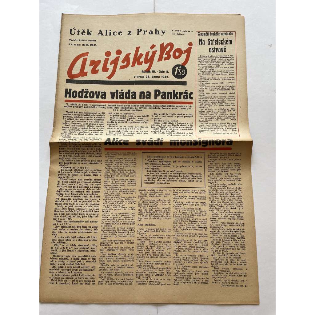 Arijský boj, ročník III., číslo 8/1942 - Ústřední list protižidovské ligy [časopis kolaborantů, nacismus, antisemitismus, protižidovské, Židé]
