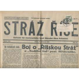 Stráž Říše, číslo 45/1931. Ústřední list Radikálních národovců československých (noviny, 1. republika)