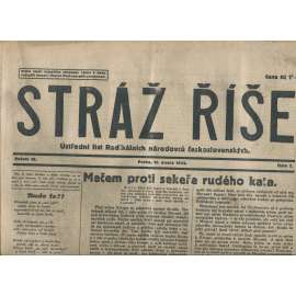 Stráž Říše, ročník VI., číslo 7/1932. Ústřední list Radikálních národovců československých (noviny, 1. republika)