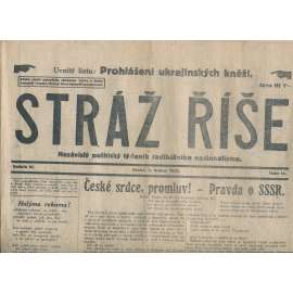 Stráž Říše, ročník VI., číslo 14/1932. Ústřední list Radikálních národovců československých (noviny, 1. republika)