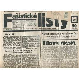 Fašistické listy, ročník III., číslo 20/1933. Oficiální list Národní obce fašistické (noviny, pravicová literatura, 1. republika)