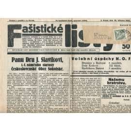 Fašistické listy, ročník III., číslo 22/1933. Oficiální list Národní obce fašistické (noviny, pravicová literatura, 1. republika)