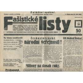 Fašistické listy, ročník III., číslo 76/1933. Oficiální list Národní obce fašistické (noviny, pravicová literatura, 1. republika)