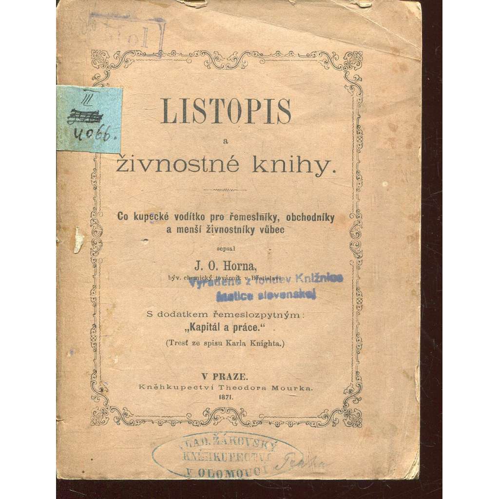 Listopis a živnostné knihy