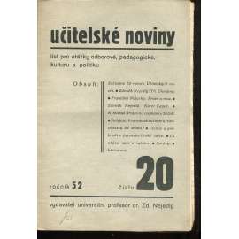 Učitelské noviny, ročník 52, číslo 20/1939. List pro otázky odborové, pedagogické, kulturu a politiku (staré noviny, 1. republika)