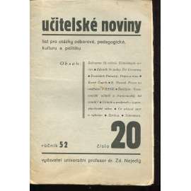 Učitelské noviny, ročník 52, číslo 20/1939. List pro otázky odborové, pedagogické, kulturu a politiku (staré noviny, 1. republika)
