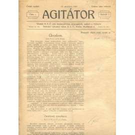 Agitátor, ročník I., číslo 1/1921. Věstník K. S. Č. pro komunistickou propagandu, agitaci a výchovu (staré noviny, komunistická literatura)