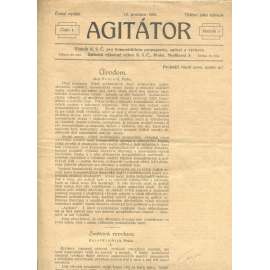 Agitátor, ročník I., číslo 1/1921. Věstník K. S. Č. pro komunistickou propagandu, agitaci a výchovu (staré noviny, komunistická literatura)