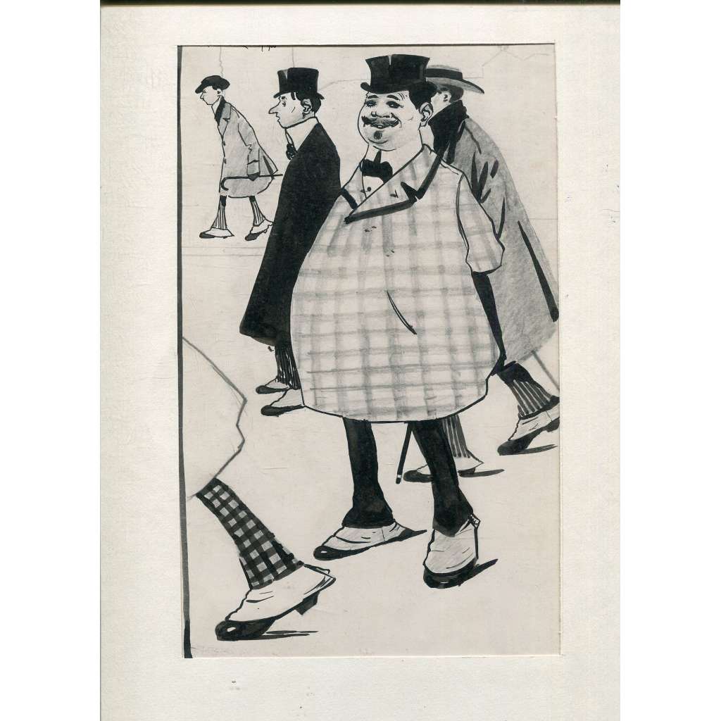 Na korzu, kresba tuší (František Karel Loukotka) 1906