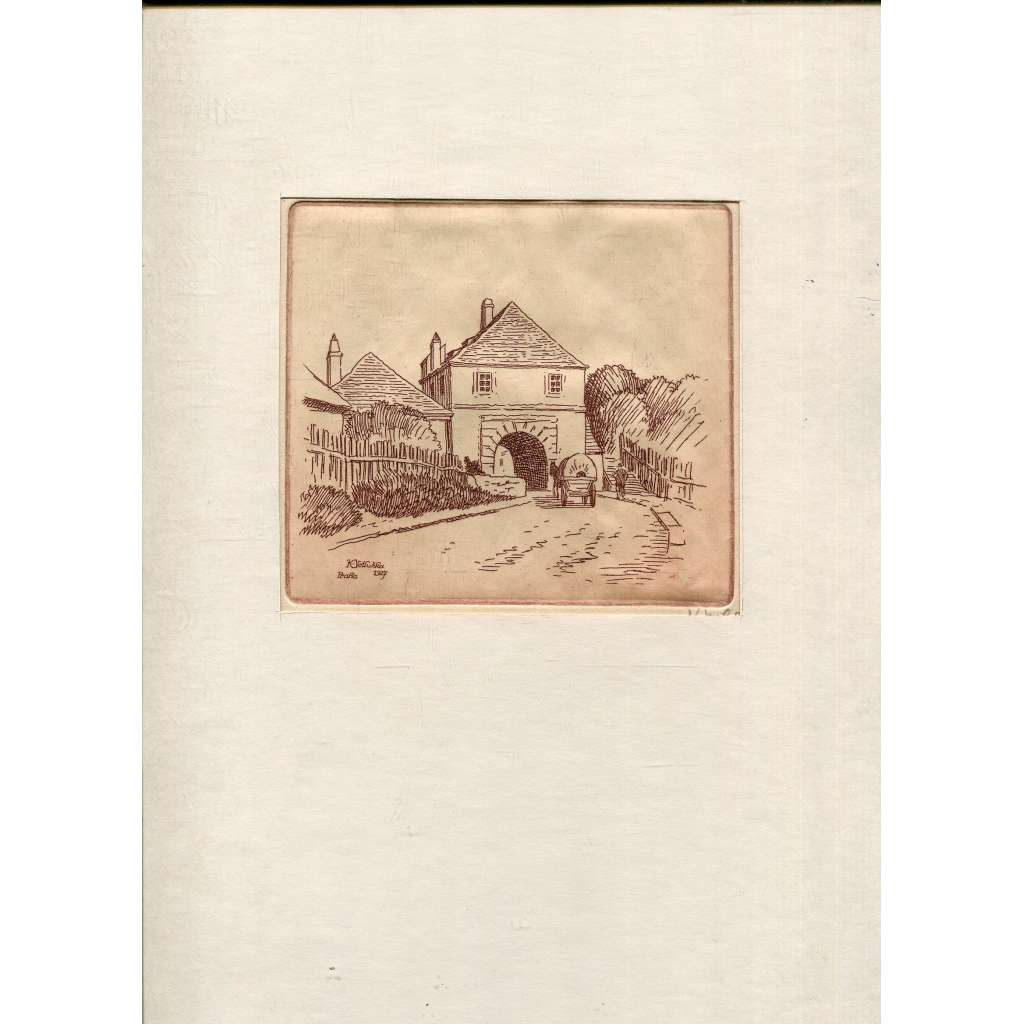 Praha, Vyšehradská brána, lept (Karel Votlučka)