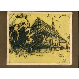 Dřevěné stavení, dřevoryt (Karel Těšínský) - 1935