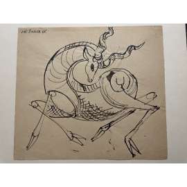 Kozoroh, kresba uhlem (Jiří Šindler) 1946