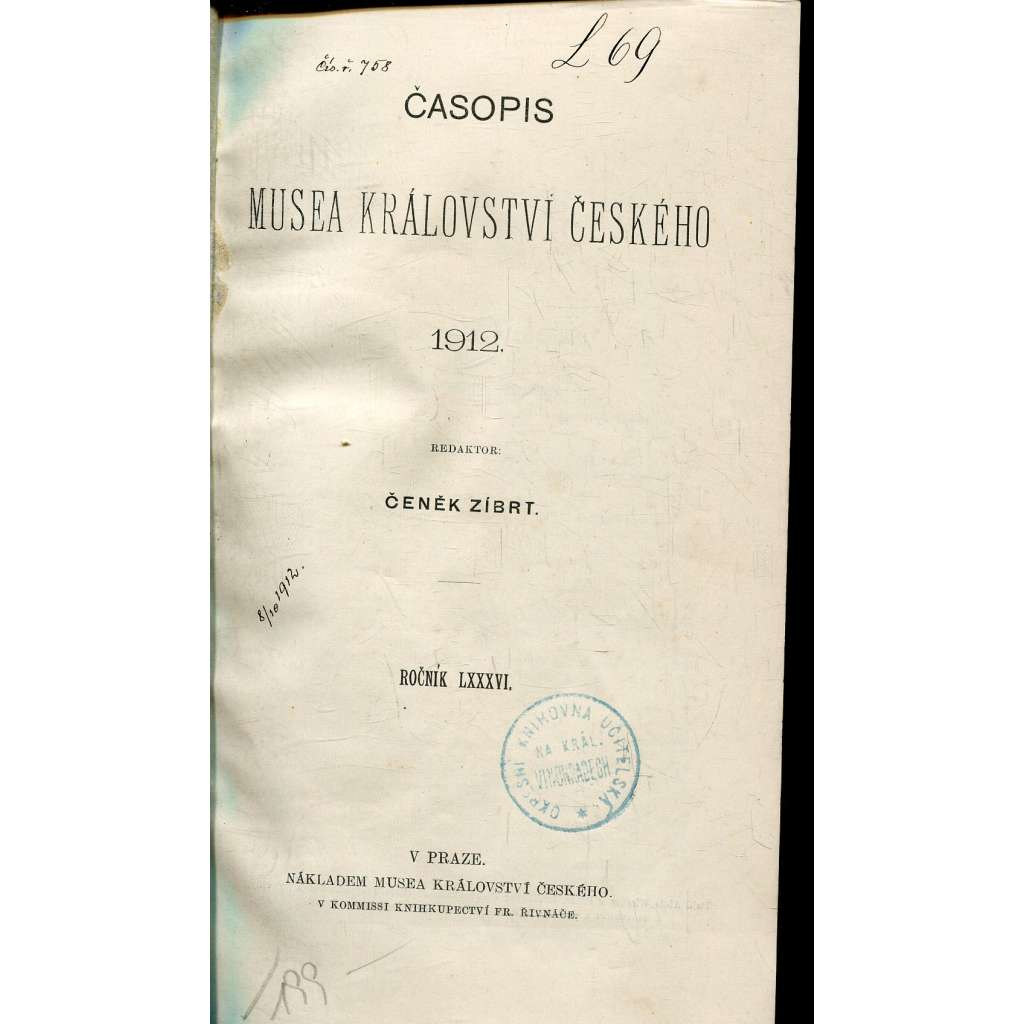 Časopis Musea Království českého 1912