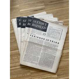 Světový rozhled, ročník XIII., číslo 33-35, 37, 38, 40-43 a 46/1937. Týdeník pro politiku, hospodářství a dělnické hnutí  (časopis, noviny) - 10 kusů
