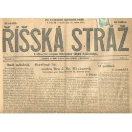 Říšská stráž, ročník I., číslo 2/1927. Ústřední orgán Národní obce fašistické (staré noviny, fašisté, Gajda)