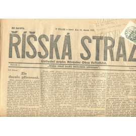 Říšská stráž, ročník I., číslo 5/1927. Ústřední orgán Národní obce fašistické (staré noviny, fašisté, Gajda)