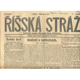 Říšská stráž, ročník I., číslo 16/1927. Ústřední orgán Národní obce fašistické (staré noviny, fašisté, Gajda)