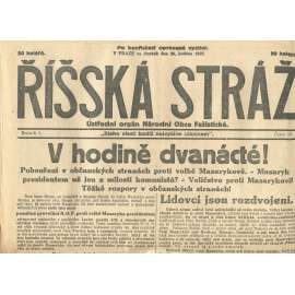 Říšská stráž, ročník I., číslo 19/1927. Ústřední orgán Národní obce fašistické (staré noviny, fašisté, Gajda)
