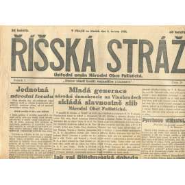 Říšská stráž, ročník I., číslo 20/1927. Ústřední orgán Národní obce fašistické (staré noviny, fašisté, Gajda)