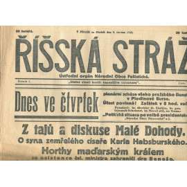 Říšská stráž, ročník I., číslo 21/1927. Ústřední orgán Národní obce fašistické (staré noviny, fašisté, Gajda)