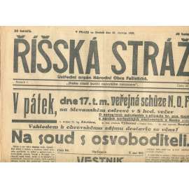 Říšská stráž, ročník I., číslo 22/1927. Ústřední orgán Národní obce fašistické (staré noviny, fašisté, Gajda)