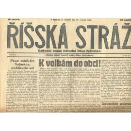 Říšská stráž, ročník I., číslo 23/1927. Ústřední orgán Národní obce fašistické (staré noviny, fašisté, Gajda)