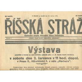 Říšská stráž, ročník I., číslo 24/1927. Ústřední orgán Národní obce fašistické (staré noviny, fašisté, Gajda)