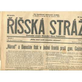 Říšská stráž, ročník I., číslo 28/1927. Ústřední orgán Národní obce fašistické (staré noviny, fašisté, Gajda)